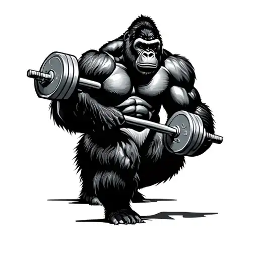 Glitch Silverback Gorilla Lifting Weights