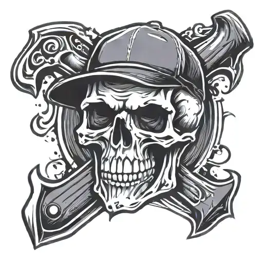 Skull With Hatchet In Top