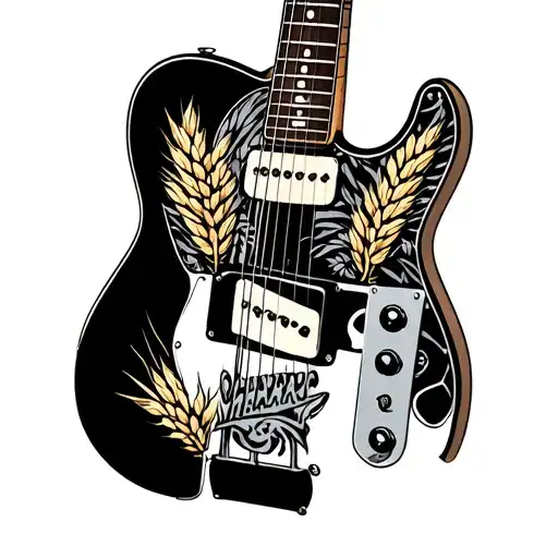 Telecaster Guitar With Okahoma Symbol On The Neck With Wheat