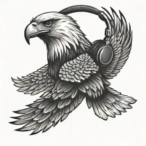 Eagle Flying Bird With Headphones