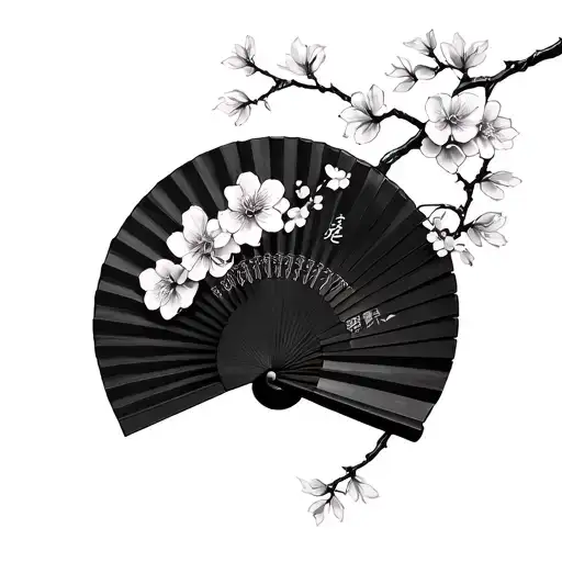 Chinese Fan With Cherry Blossoms