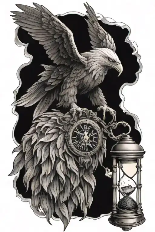 Eagle And Lion With An Hourglass