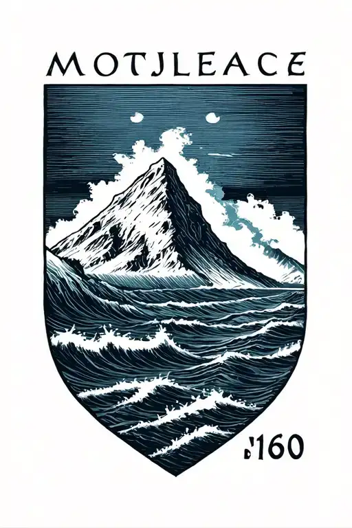 Mountain Postage Stamp With Sea