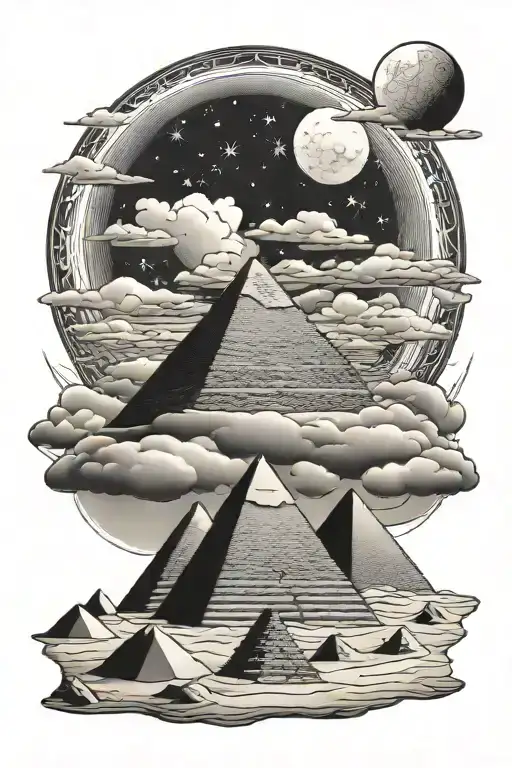 Egypt Pyramid Moon Desert With Gif