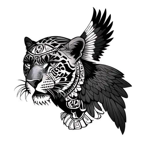 Aztec Jaguar With Mexican Eagle