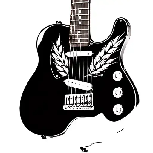 Outlined Telecaster Guitar With Okahoma Symbol On The Neck With Wheat