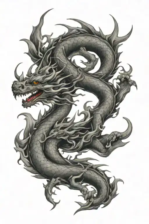 Double Linked Dragon Tattoo Design