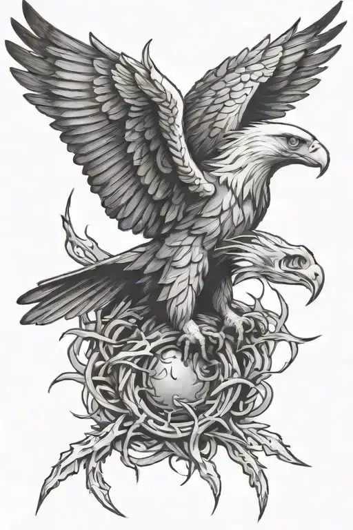 Eagle Holding A Crown Of Thorns