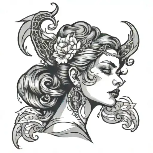 Beautiful Neo Traditional Woman's Head