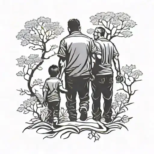 Silhouette Of A Father And His Two Sons