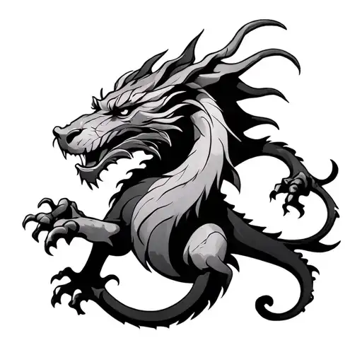 Dragon In The Shape Of Leo Zodiac Sign Combined