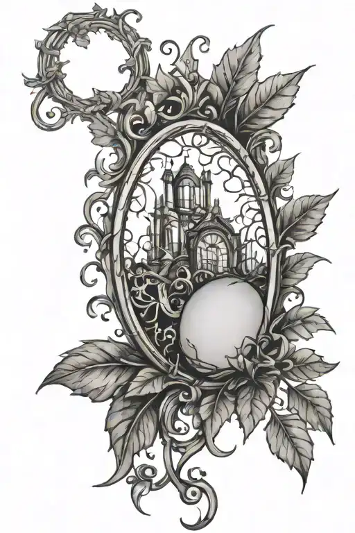 Broken Mirror Covered In Vines