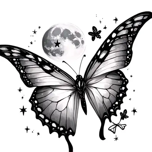 Butterflies And Stars With Moon