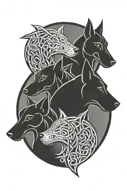 Celtic Hounds Circle Shape