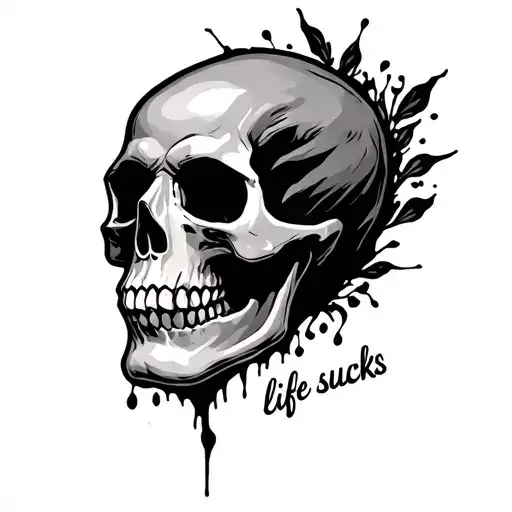 Life Sucks With Skull Surrounded