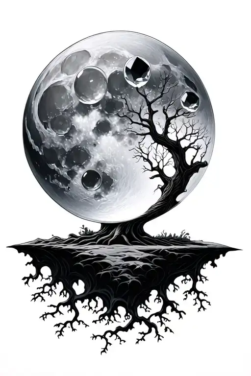Tree With Crystal Ball Made Of A Moon