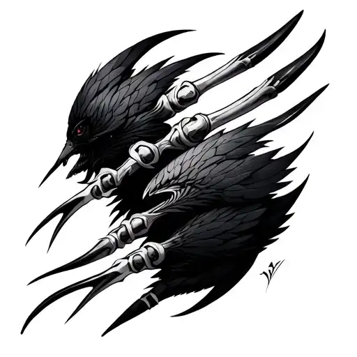 Tribal Hawk Claws On White Background Black