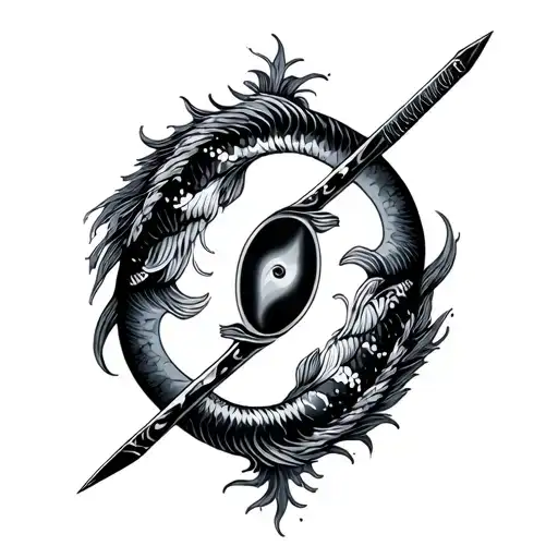 Fish Ying Yang Sword On Back