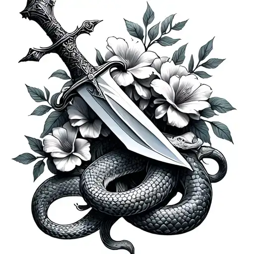 Sleeptoken Dagger With Snake Wrapping And Flowers Growing