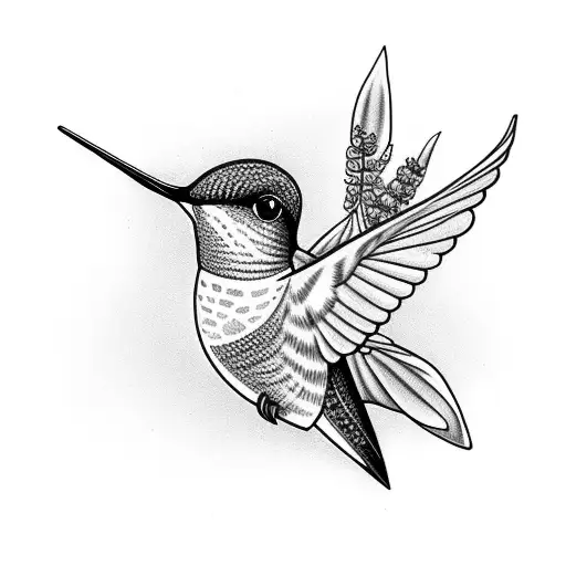 Hummingbird With Flowers