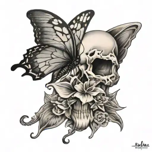 Butterfly Skull Hour Glass