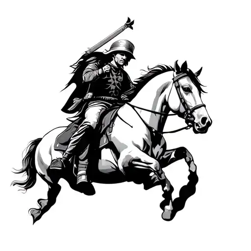 Warrior On A Horse Jumping