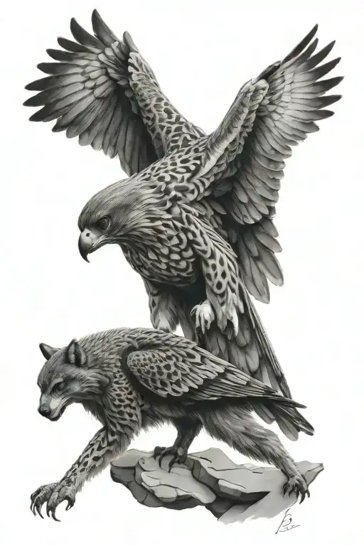 Falcon And Wolf