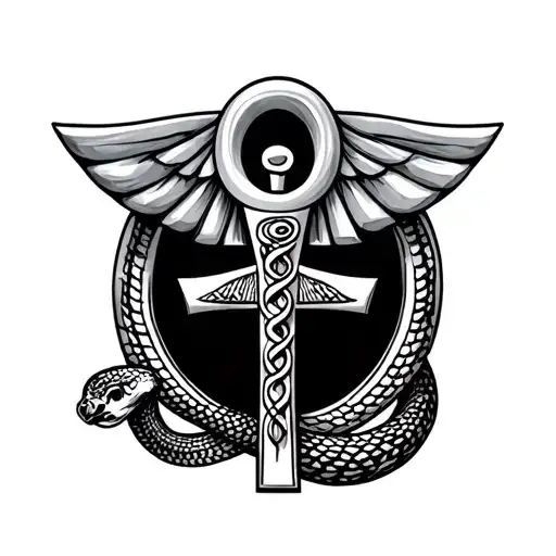 Ankh With Snake Of The Medical Symbol