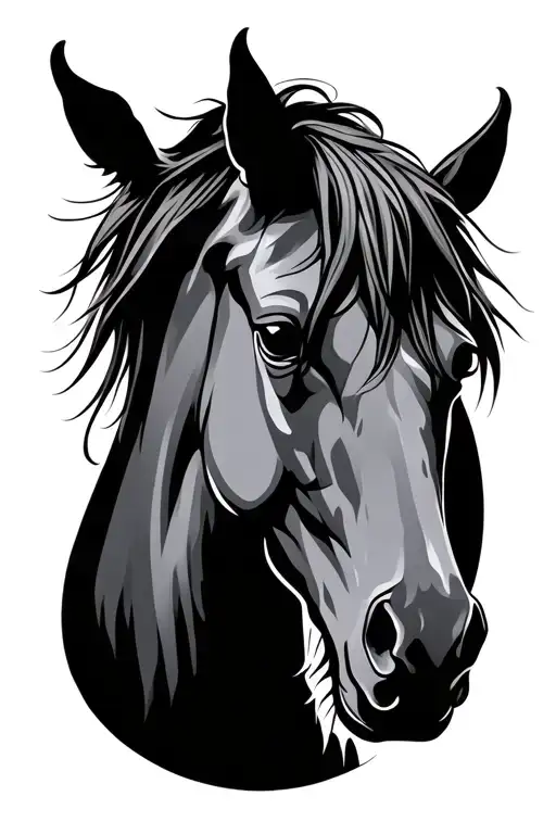 Half Horse Head Profile Holding Minimal