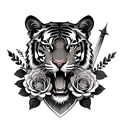 Tiger And Roses And Dagger