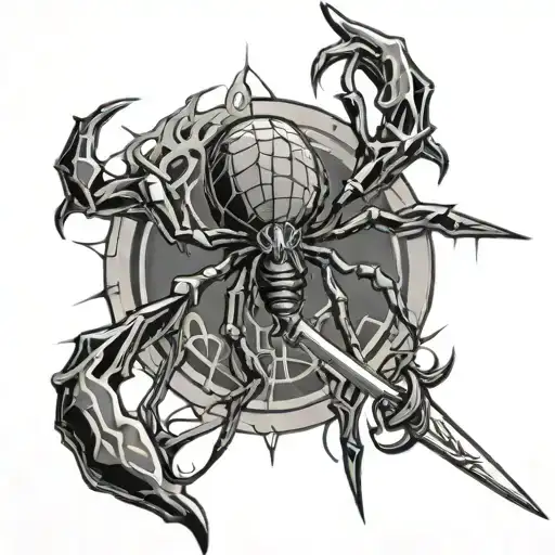 Spider Crawling Down A Cyber Sigilism Sword