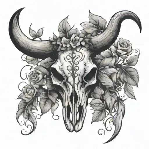 Bull Skull With Incorporated Vines