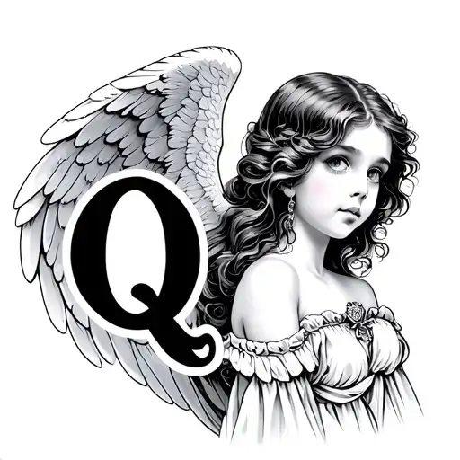 Angel Girl With A Letter Q