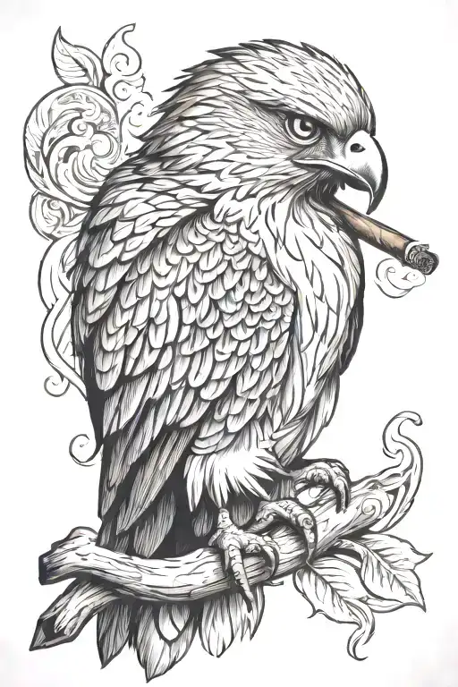 Hawk Smoking A Cigar