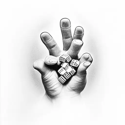 A Cross Made Of Praying Hands Holding A Shot Glass And Dice