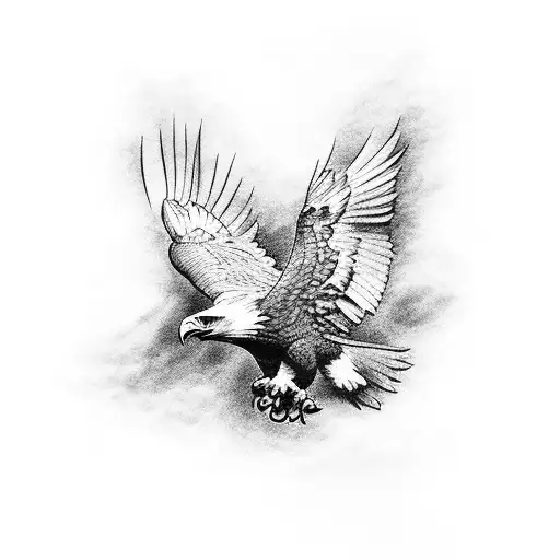 Eagle Diving Into A River