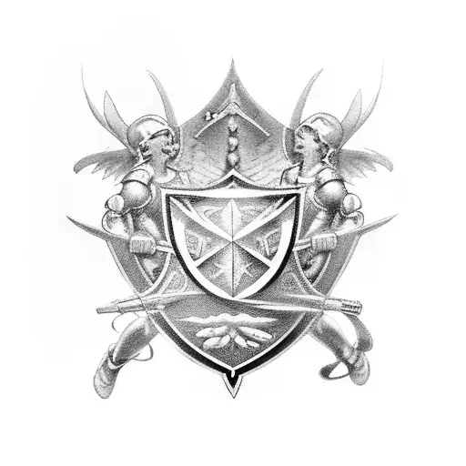 A Shield With Four Guardian Angels Symbolizing Protection And Love For A Family Of Four