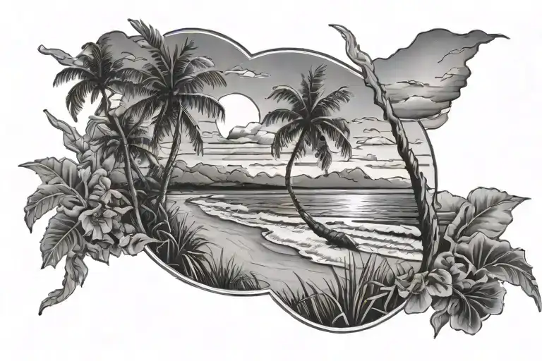 Realistic Oceanside Sunset Beach Scene