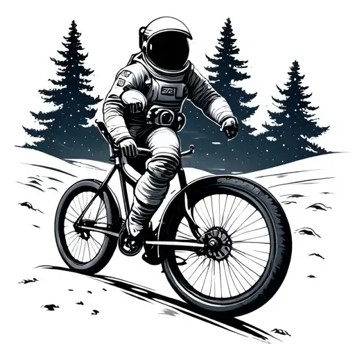 Astronaut On A Down Hill Dark Sky Bicycle