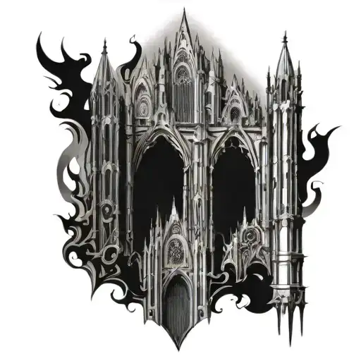 Gothic Cathedral Towers With Dark Ornaments Tribal