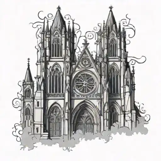 Gothic Cathedral Towers With Dark Ornaments Cyber Sigilism