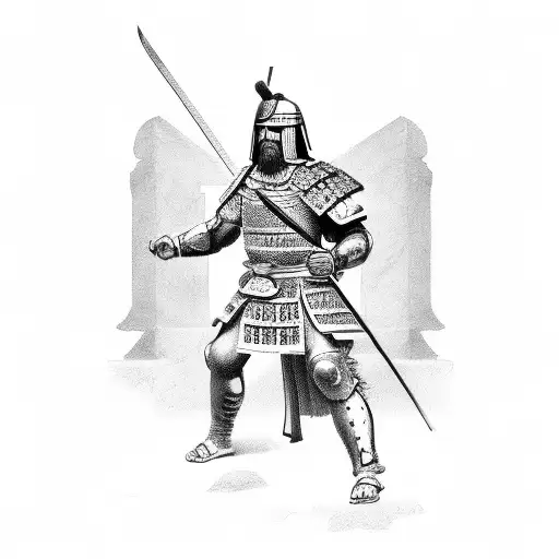 Roman General Fighting A Samurai