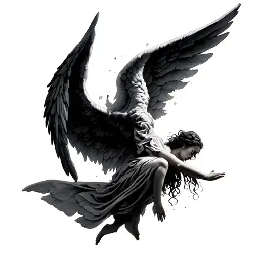 Falling Angel With Wings Spread Wide