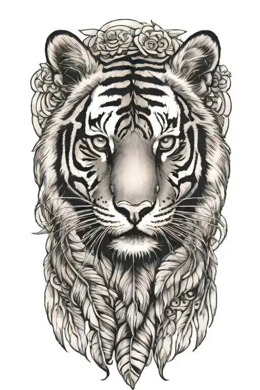 Tiger With Feathers Dangling