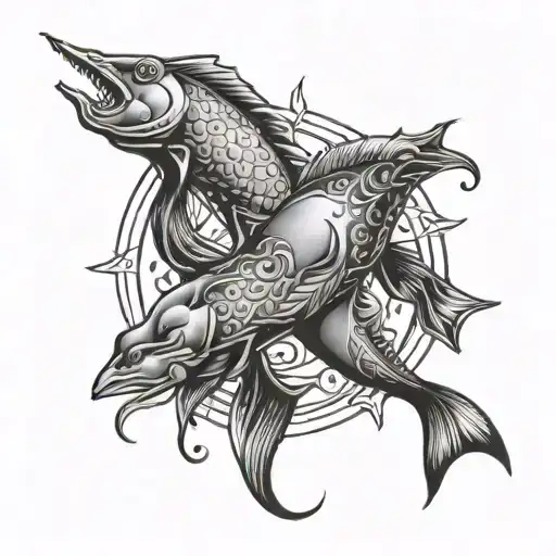 Combined Pisces And Aquarius Zodiac Symbols