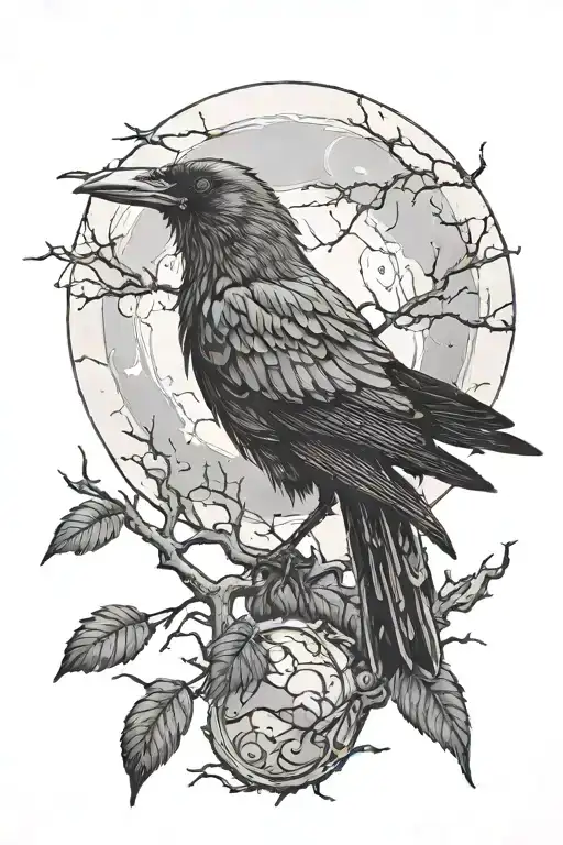 Blood Moon With A Crow