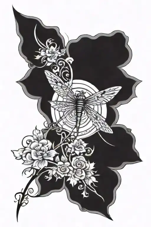 Sun With A Spiral In The Middle On A Dragon Fly's Body