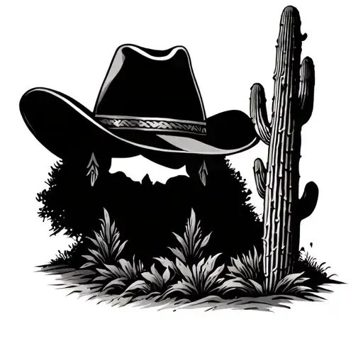 Texas Tattoo With Cowboy Hat And Saguaro Cactus