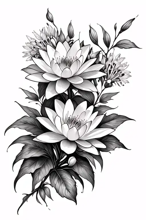 Water Lilly And Larkspur On Forarm Half Sleeve