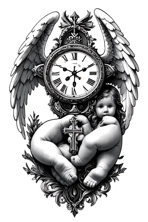 Angel Clock Cross Christian Cross Baby Foot
